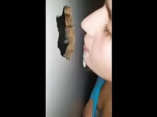 Gloryholes BBC floods her mouth