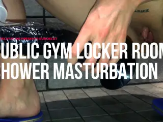 Public Big Clit Masturbation in the Gym Locker Room Shower