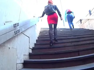 Massive Muscular Calves on Woman in Street