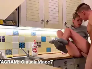 Young girl creampied in the kitchen