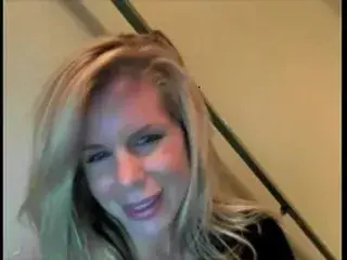 Blonde Milf Strips In Staircase  for bf
