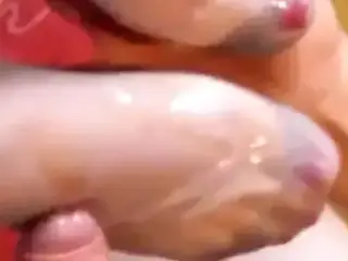 STEP MOM GAVE MY SCHOOL FRIEND A FOOTJOB IN PANTYHOSE