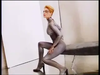 Jeri Ryan - 1997 photoshoot in silver catsuit for Star Trek