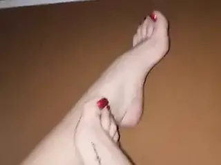 Red toes teasing