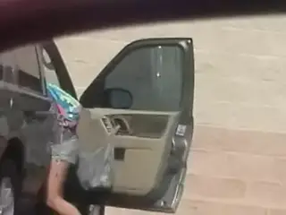 Fit lady at Aldi parking lot