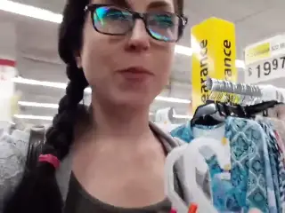 Nerdy Girl Pisses On Department Store Clothing