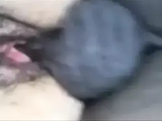 My hairy pussy creaming on black cock