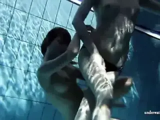 Zuzana and Lucie underwater swimming lesbos