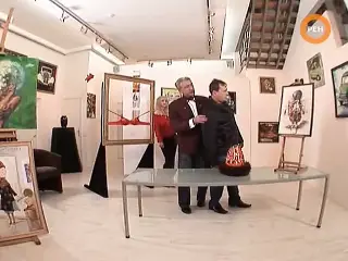 Busty Ukrainian topless art exhibit prank