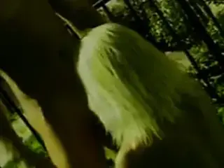 Blonde hottie kneels to suck cock then bends over for outdoor doggy-style fuck