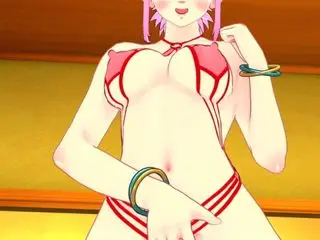 Nymphomaniac hentai slut, masturbates in front of your dick.