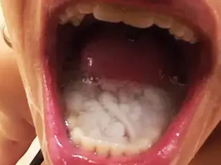 a mouth full of cum