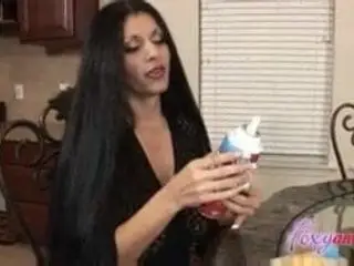 Busty Latina Facial in Kitchen
