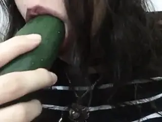 Suck the cucumber like a big cock