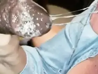 Old Bitch Gets First Taste Of Black Dick