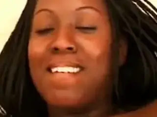 Sexy black babe gets her wet shaved twat licked in bed