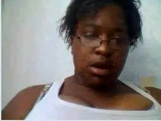 Ebony shows big tits on webcam