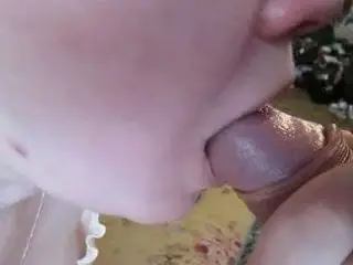 Blowjob and touching her nipple by my cock