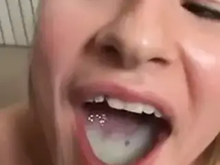 Sweet Girl Swallows a Huge Sticky Cumload