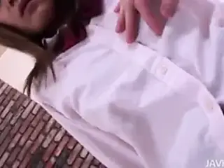 Nozomi in a schoolgirl uniform filled with hard cock