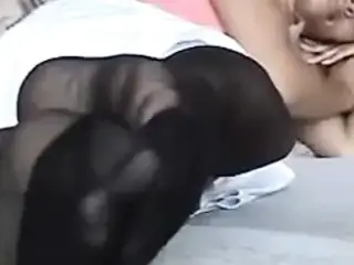 Ebony in Black stockings
