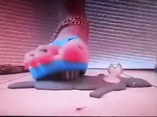 Zombie trampled under Gothic flip flops