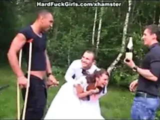 the groom and the bride fucked hard in the woods