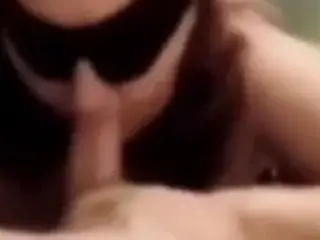 Blindfolded Redhead BBW sux cock and takes a facial!