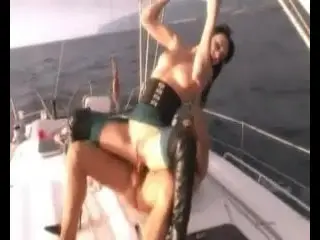 British slut Frankie gets fucked up the arse on a boat