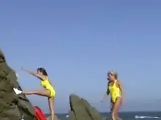 Lesbian Lifeguards licking Pussy on the Beach