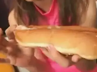 Japanese girl eating cum on food (3)