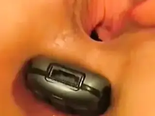 Cellphone Phone in Asshole Pussy Gaping