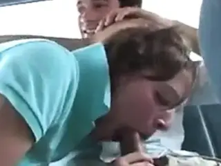 Cute College Girl Sucks Cock In The Back Seat