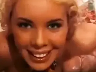 Blonde euro lady gets 2 cumshots