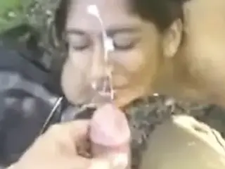 Indian NRI Girl doing HJ and getting Cum on her Face