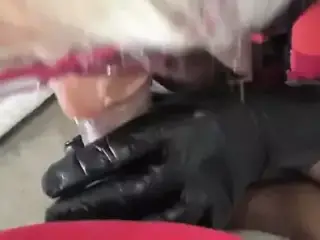Very soft leather gloved blowjob GILF
