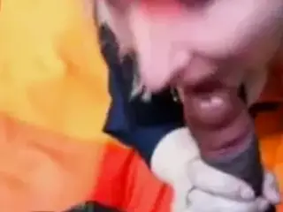 Public interracial blowjob