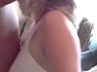 Russian girl with beautiful breasts doing blowjob