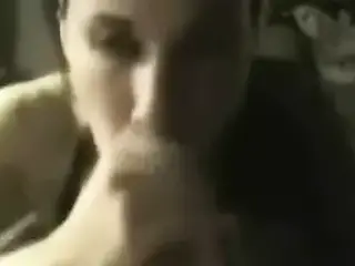 Brunette with blows, strokes till she get the load