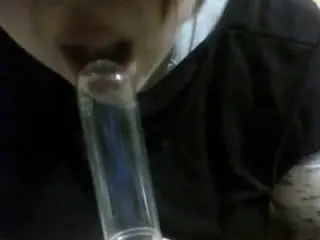 Amateur BBW sucking Dildo