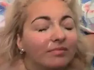 Amateur milf double facial