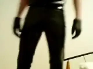 Having fun in pvc pants, leather gloves, latex shirt.