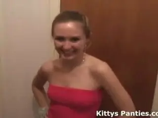 Cute Kitty in a tube top and tiny skirt