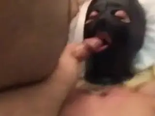 British hooded threesome slut gets CIM