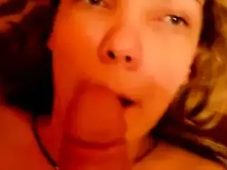 Girl strokes, sucks and finaly get cumed on