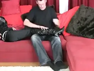 Footjob boots and socks