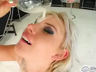 Four cum loads worth in a wine glass for Beatrix