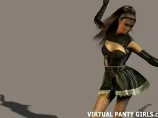 3d virtual French maid teasing in lingerie