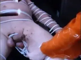 bondage stooge and dick burned with hot wax