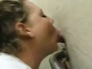 Amateur girl bathroom glory hole